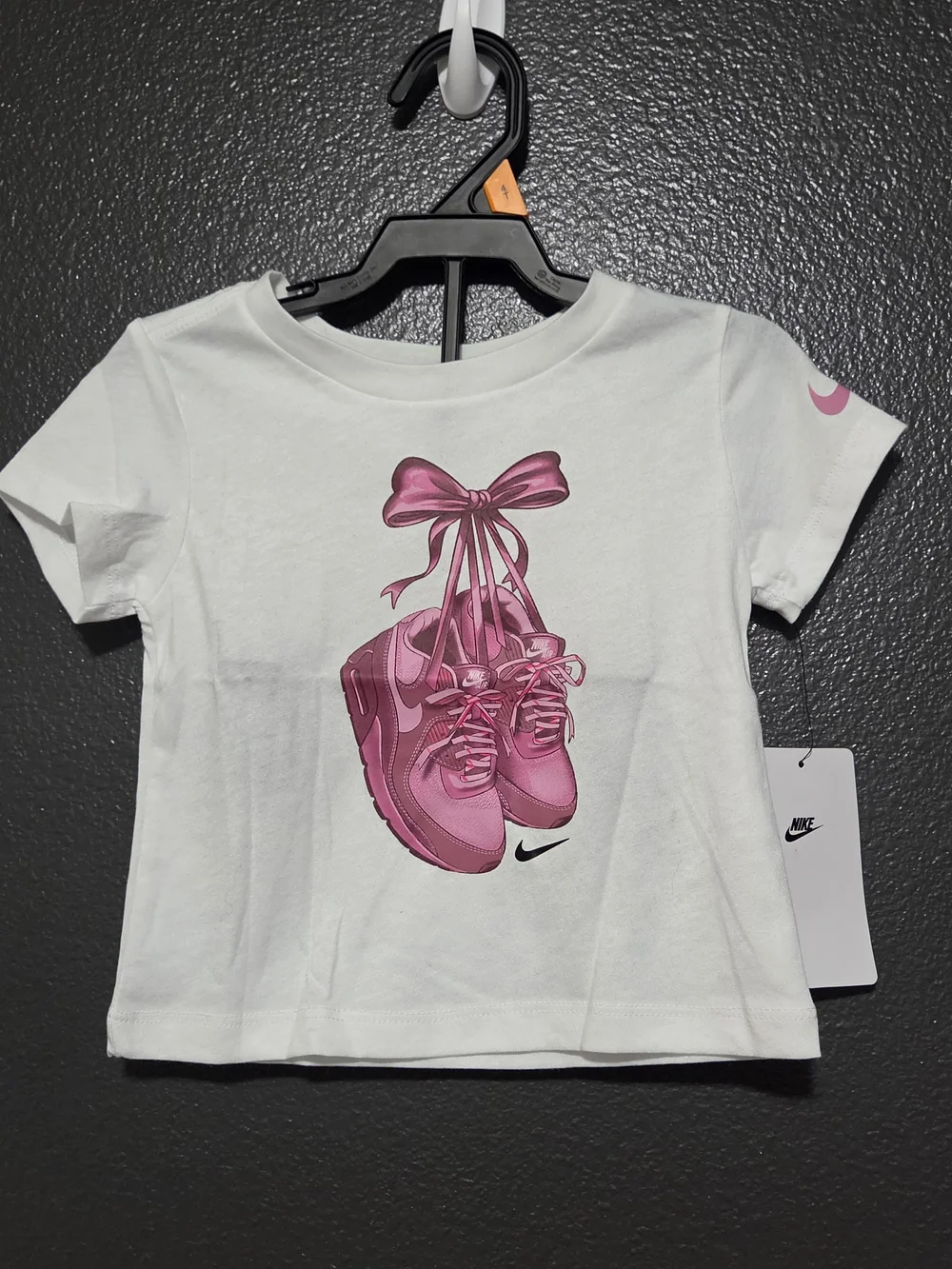Nike Toddler Girl White Tee with Pink Sneaker Graphic